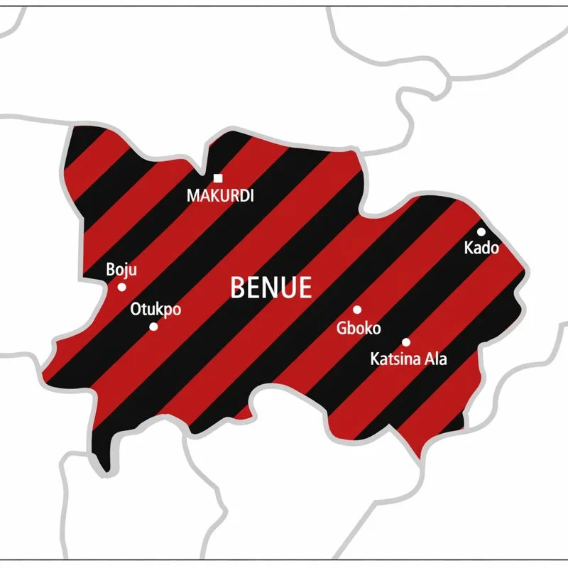 Benue state Map in Idoma red and black stripes