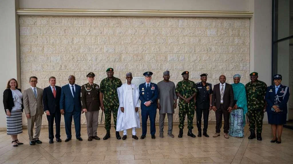 AFRICOM Commander Gen. Dagvin Anderson meets Nigerian President Bola Tinubu and senior security officials during a security cooperation visit in Abuja.