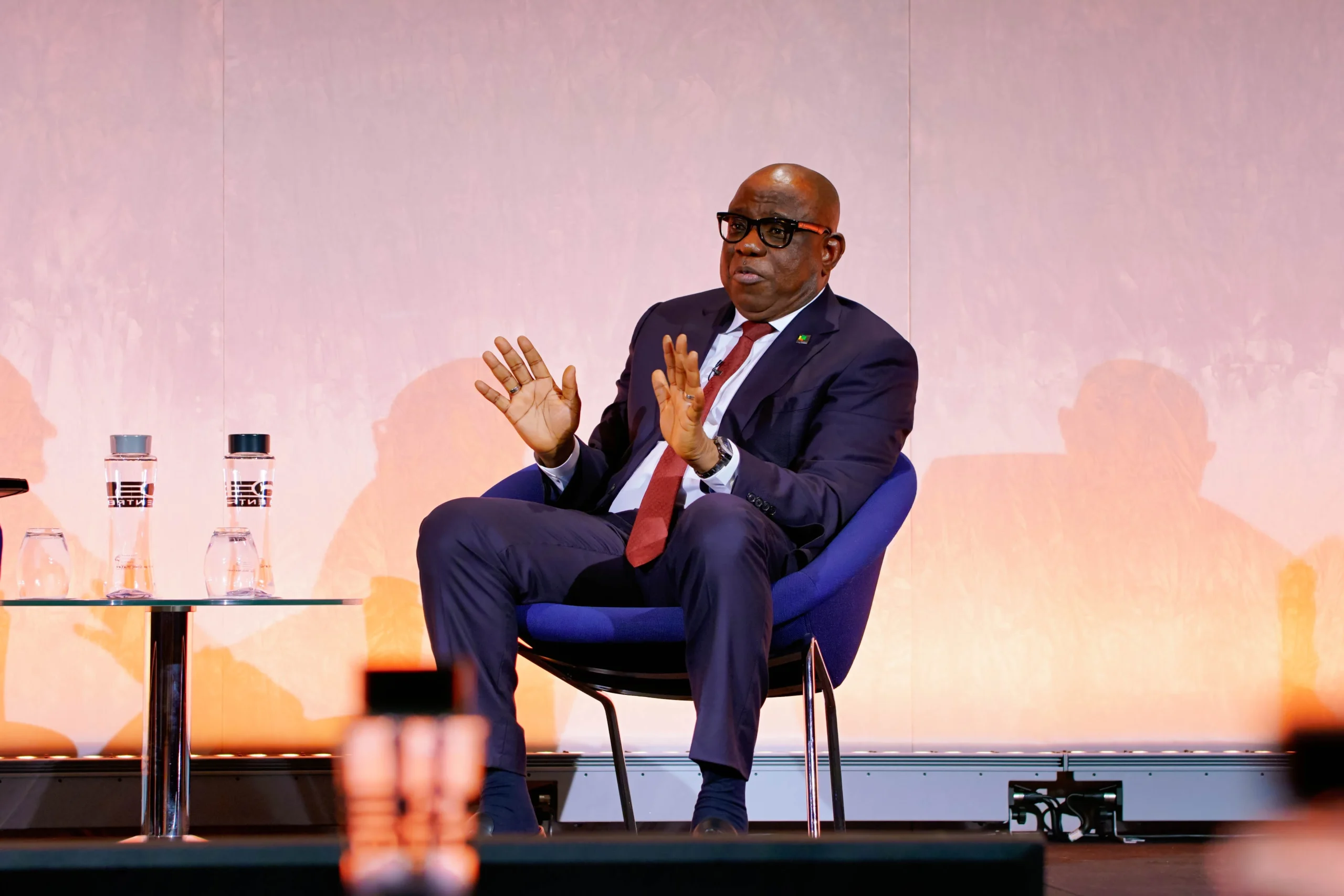 NNPC Limited GCEO Bashir Bayo Ojulari speaks during a fireside chat at International Energy Week 2026 in London.