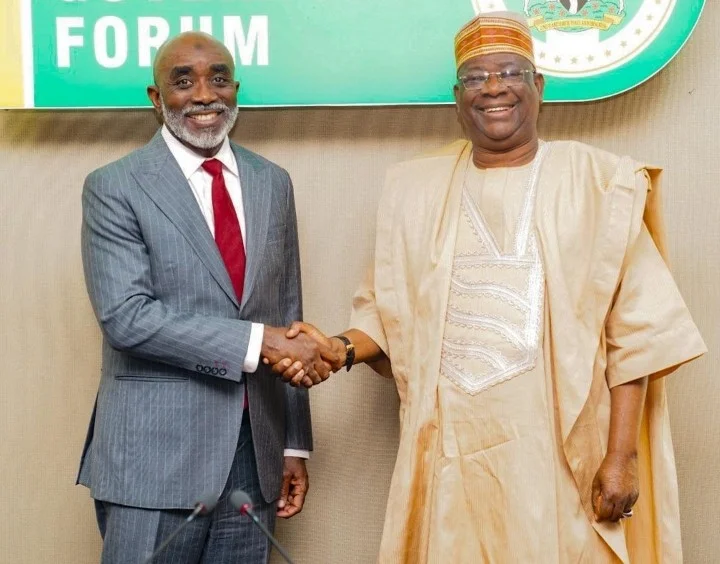 L-R : The Executive Secretary, NSDC, Mr Kamar Bakrin and the Director-General of the NGF, Dr Abdulateef Shittu duringva meeting to ease the growth of sugar projects and accelerate industrial development in states