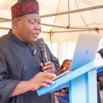 Professor Yakubu Ochefu delivering the keynote address during Benue State's 50th anniversary celebration in Makurdi.