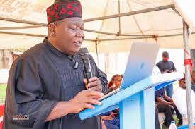 Professor Yakubu Ochefu delivering the keynote address during Benue State's 50th anniversary celebration in Makurdi.
