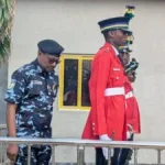 Deputy Inspector-General of Police Mohammed Abdul addressing officers during a visit to the Kaduna State Police Command.