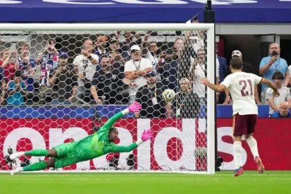 Spain players celebrate after a 2-0 victory over France in the 2026 FIFA World Cup semi-final.