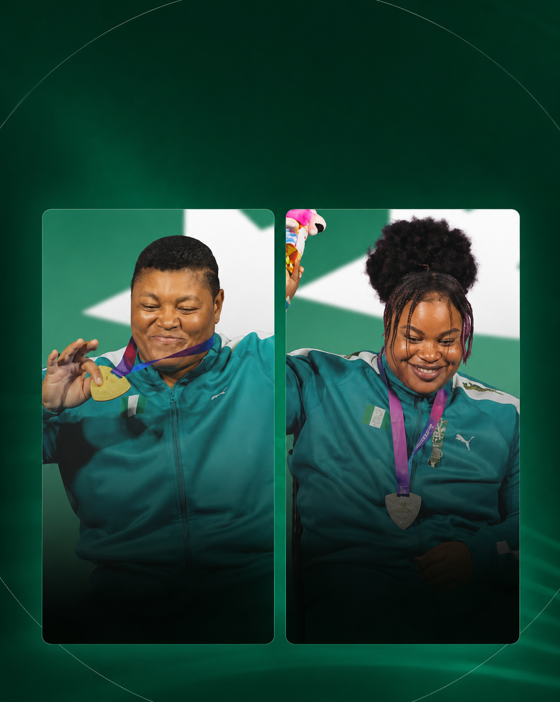 Folashade Oluwafemiayo celebrates after setting a new world record in para powerlifting at the Commonwealth Games.