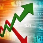 Electronic stock market board displaying rising Nigerian equities market performance.