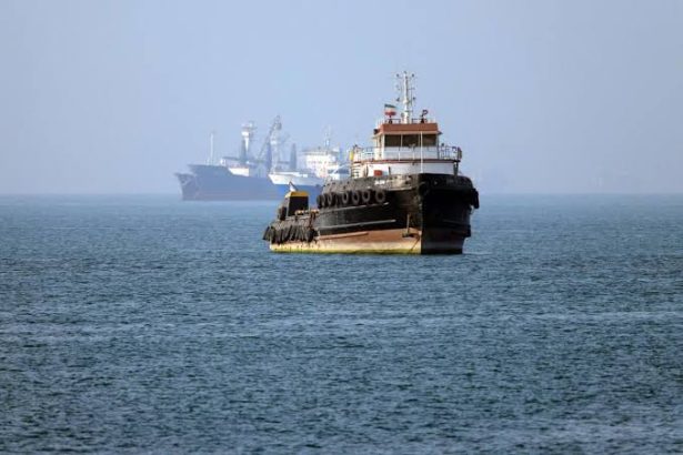 A cargo vessel transits the Strait of Hormuz amid heightened regional security tensions.