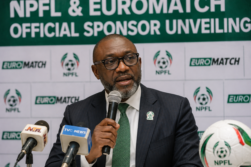 NPFL Chairman Gbenga Elegbeleye at the unveiling of EUROMATCH as the league’s new sponsor in Abuja