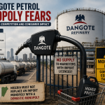 Dangote Refinery and petrol supply trucks amid concerns over competition in Nigeria’s downstream petroleum market