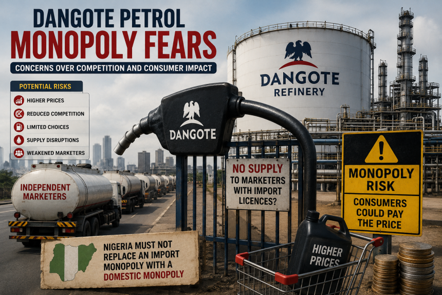 Dangote Refinery and petrol supply trucks amid concerns over competition in Nigeria’s downstream petroleum market