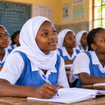 Girls attend a school lesson as UNICEF highlights the role of education in preventing child marriage worldwide.
