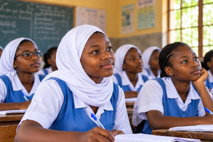 Girls attend a school lesson as UNICEF highlights the role of education in preventing child marriage worldwide.