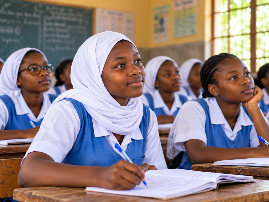 Girls attend a school lesson as UNICEF highlights the role of education in preventing child marriage worldwide.