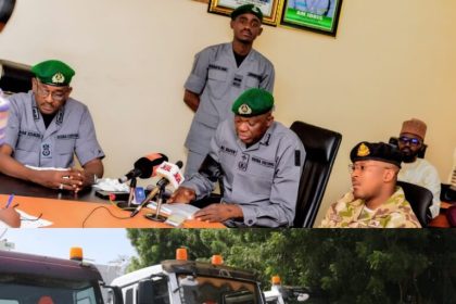 Operation Whirlwind officials hand over five tanker trucks carrying suspected diverted diesel to the NMDPRA for investigation.