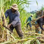 Nigerian sugarcane farmers working in a plantation as the NSDC targets 110,000 jobs through expanded sugarcane production.