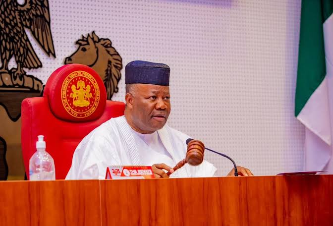 Senate President Godswill Akpabio presides over a plenary session of the Nigerian Senate.