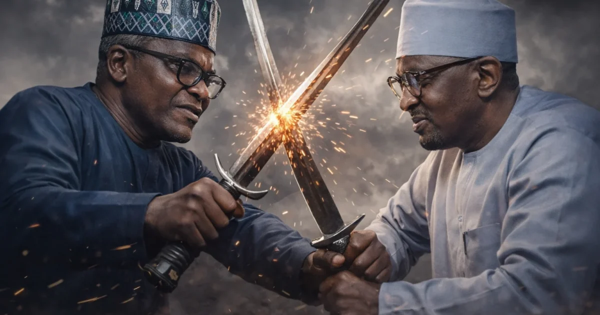 Dangote and Faruk face each other in a dramatic 'roforofo' or shameless open duel