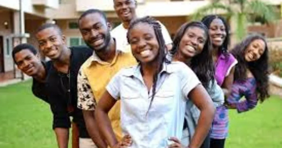 Young Nigerians using smartphones and laptops, representing online political engagement and social media discussions.