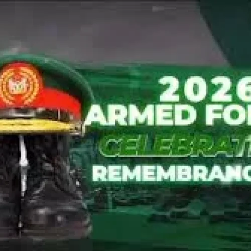 Official logo of the 2026 Armed Forces Celebration and Remembrance Day, symbolising honour, sacrifice and remembrance of fallen Nigerian military heroes.