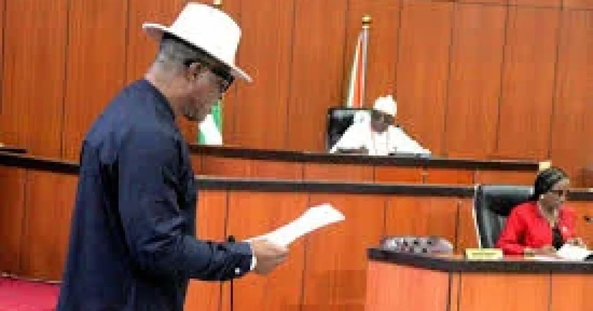 Jerry Otu, Chairman of the Akwa Ibom House of Assembly Committee on Information, speaking at a press briefing in Uyo, addressing a viral social media report falsely claiming the Assembly plans to jail women involved with married men.