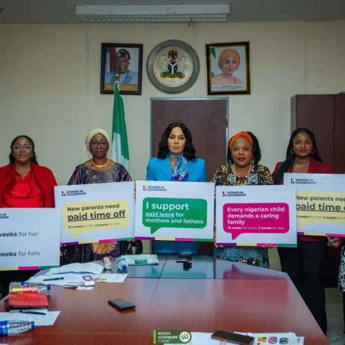 L-R: Hauwa Haliru Director - Gender Affairs Department, Nigeria Governors' Forum and CEO Governors' Spouses Forum; Abosede George-Ogan - Founder WILAN Global; Amina Oyagbola - Founder and chairperson of Women in successful careers - WISCAR; Omowunmi Akingbohungbe Executive Director for WIMBIZ - Women in Management, Business and Public Service;  Ekemini Basey Akpakpan -  Executive Secretary - Women in Successful Careers, WISCAR and Rachael Pinda - Technical Team Lead Gender Affairs Department, Nigeria Govenors' Forum.